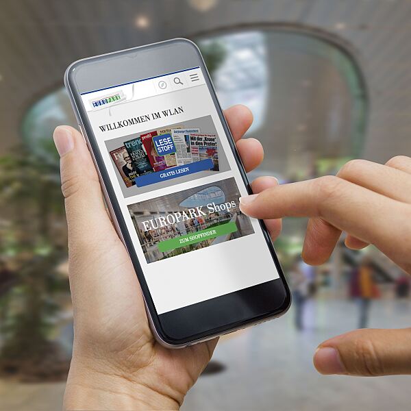 Kostenlos digitale Zeitungen und Magazine im Shopping-Center lesen